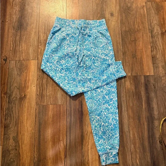 Lilly Pulitzer Hainsley Knit Jogger Pant Resort White Took Me By Sunrise Small - Picture 2 of 11